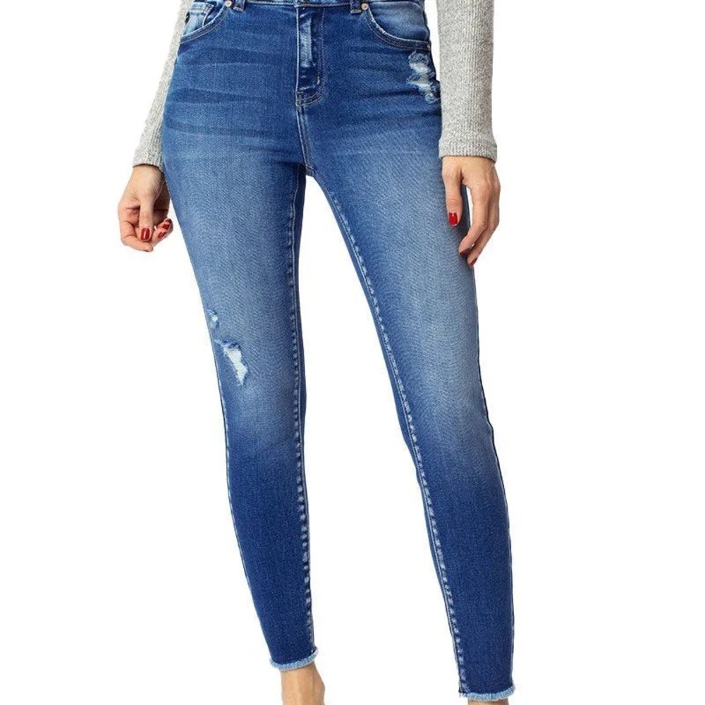 3/$25 Kancan High Rise Distressed Raw Hem/Waist Ankle Skinny Jeans. Sz 13/30